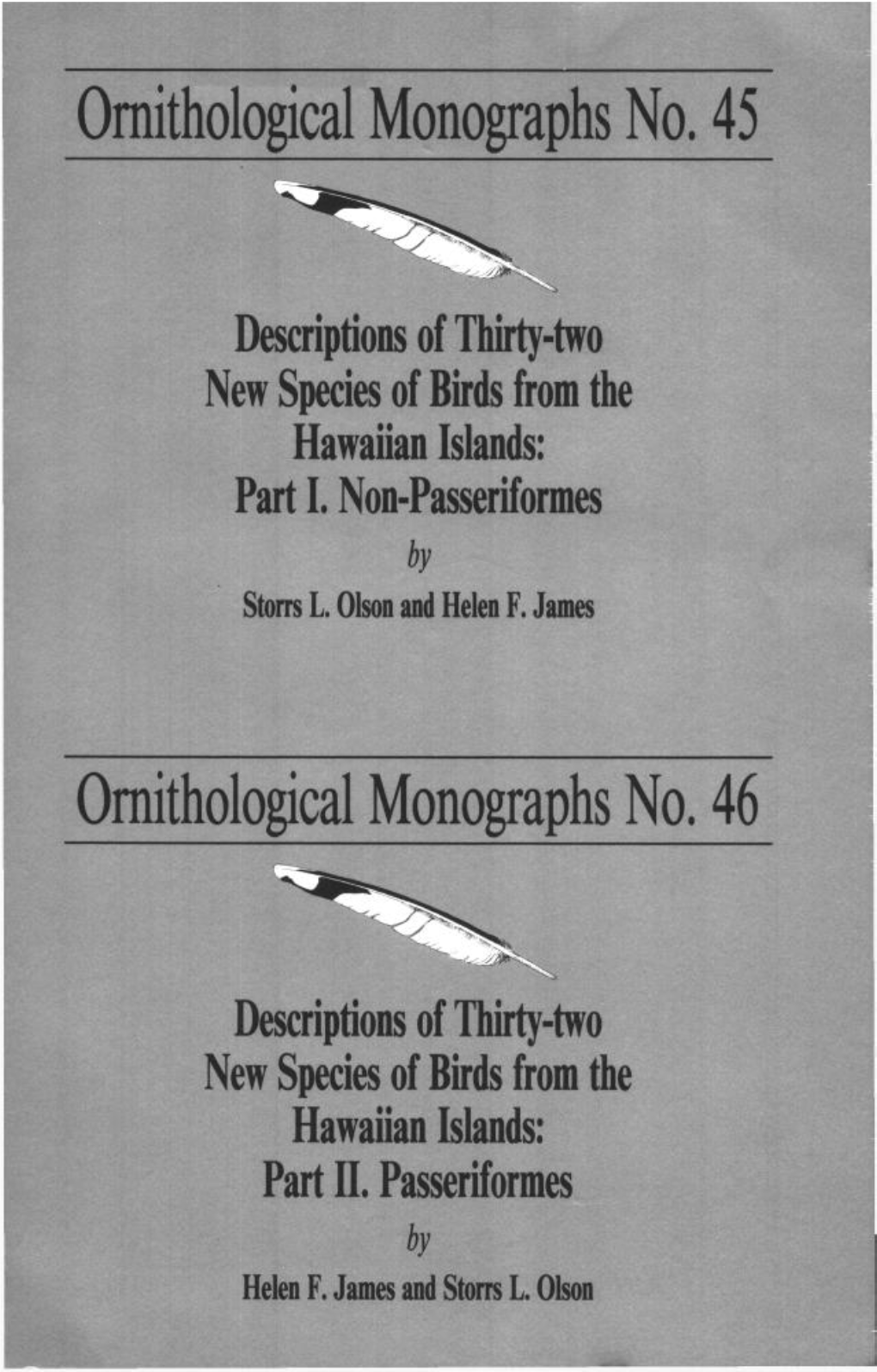 Ornithological Monographs No. 45 Descriptions of Thirty-Two New