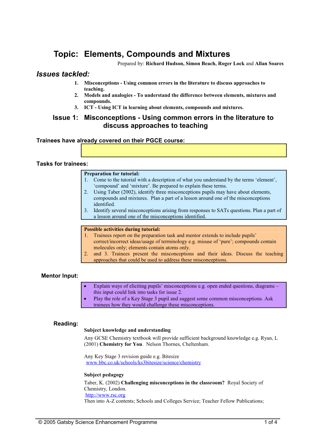 Elements, Compounds and Mixtures s1