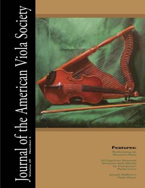 Journal of the American Viola Society Volume 29 No. 2, Fall 2013
