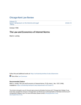 The Law and Economics of Internet Norms