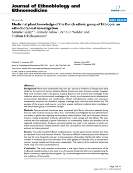 Journal of Ethnobiology and Ethnomedicine Biomed Central