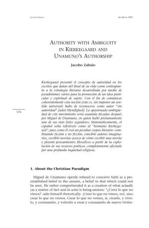 Authority with Ambiguity in Kierkegaard and Unamuno's Authorship