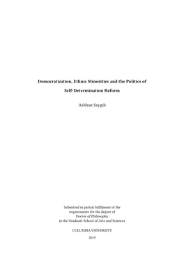 Democratization, Ethnic Minorities and the Politics of Self-Determination Reform