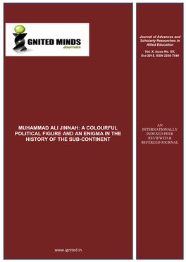 Muhammad Ali Jinnah: a Colourful Internationally