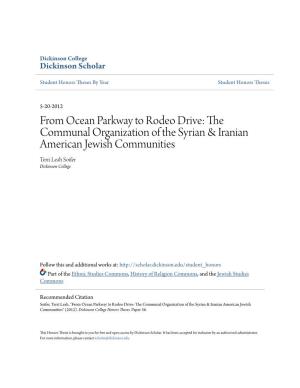 The Communal Organization of the Syrian & Iranian American Jewish