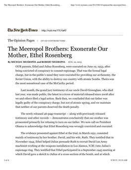 The Meeropol Brothers: Exonerate Our Mother, Ethel Rosenberg