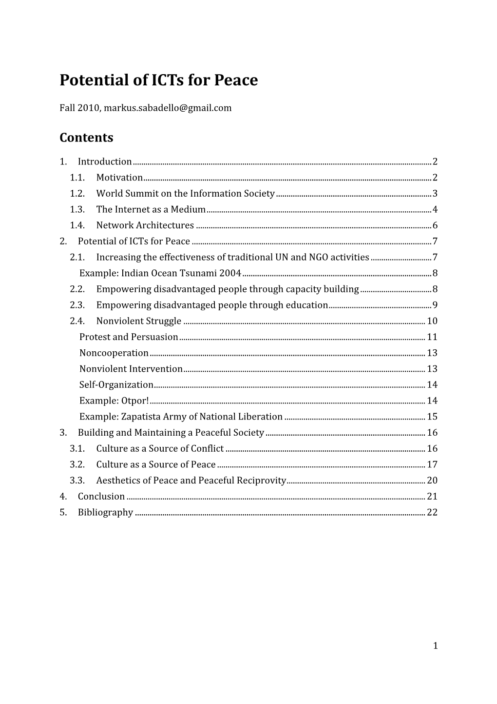 Potential of Icts for Peace