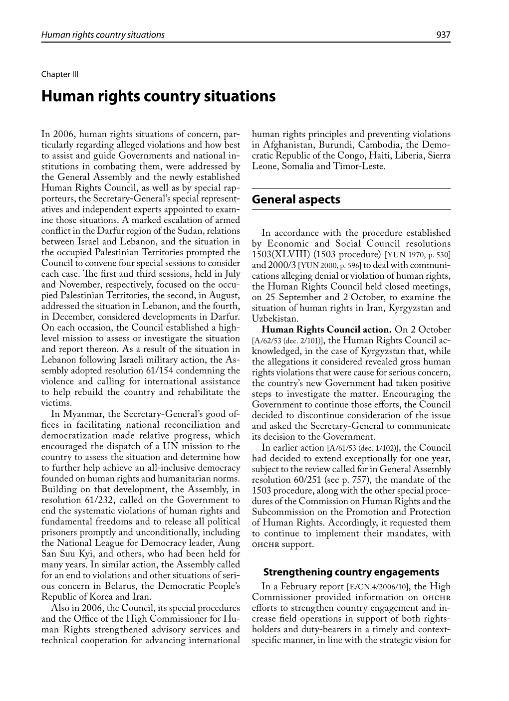 [ 2006 ] Part 2 Chapter 3 Human Rights Country Situations