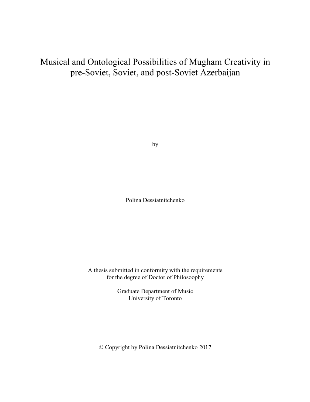 Mugham Creativity in Pre-Soviet, Soviet, and Post-Soviet Azerbaijan