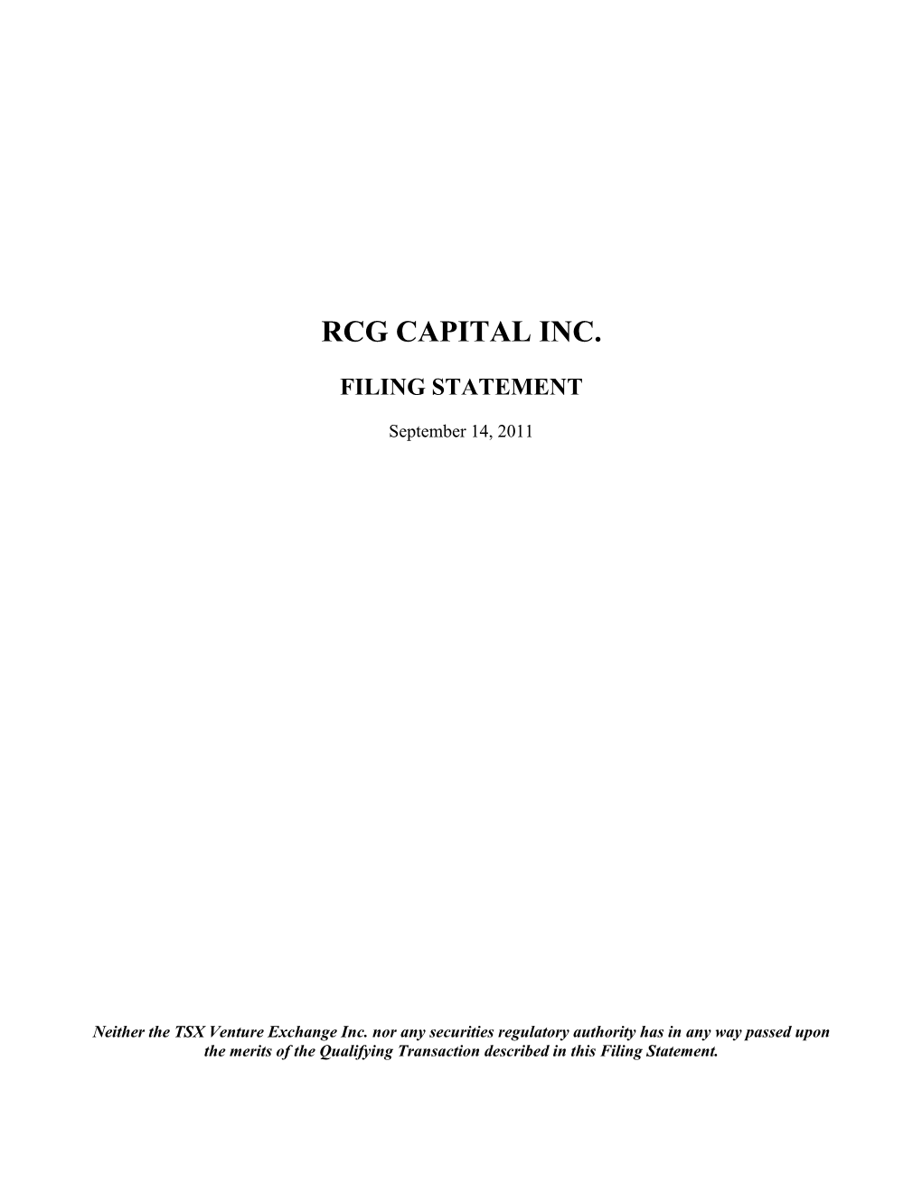 Rcg Capital Inc