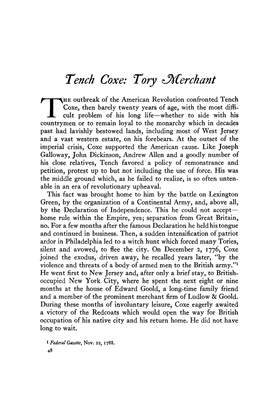 Tench Coxe: Tory ^Merchant