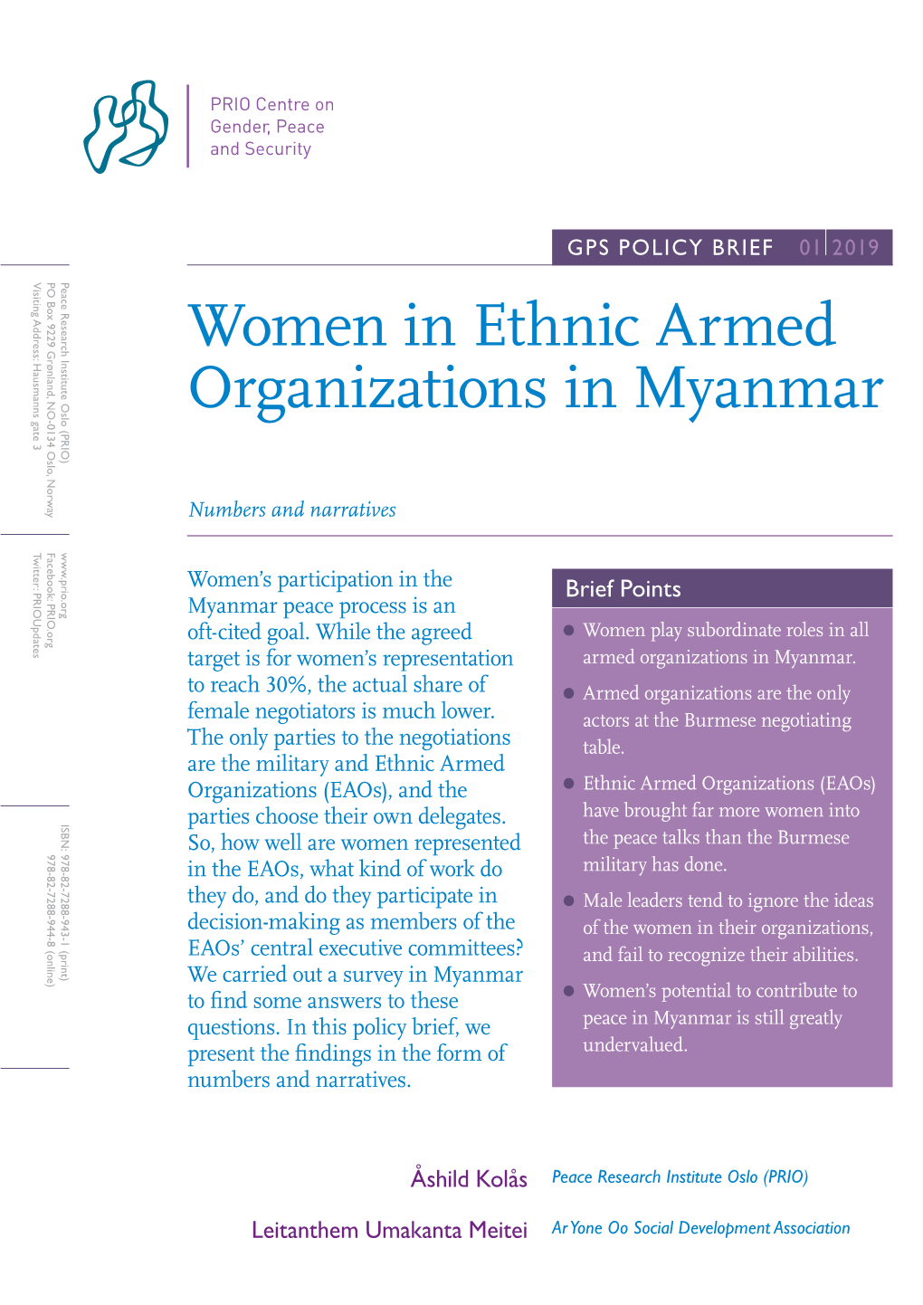 Women in Ethnic Armed Organizations in Myanmar