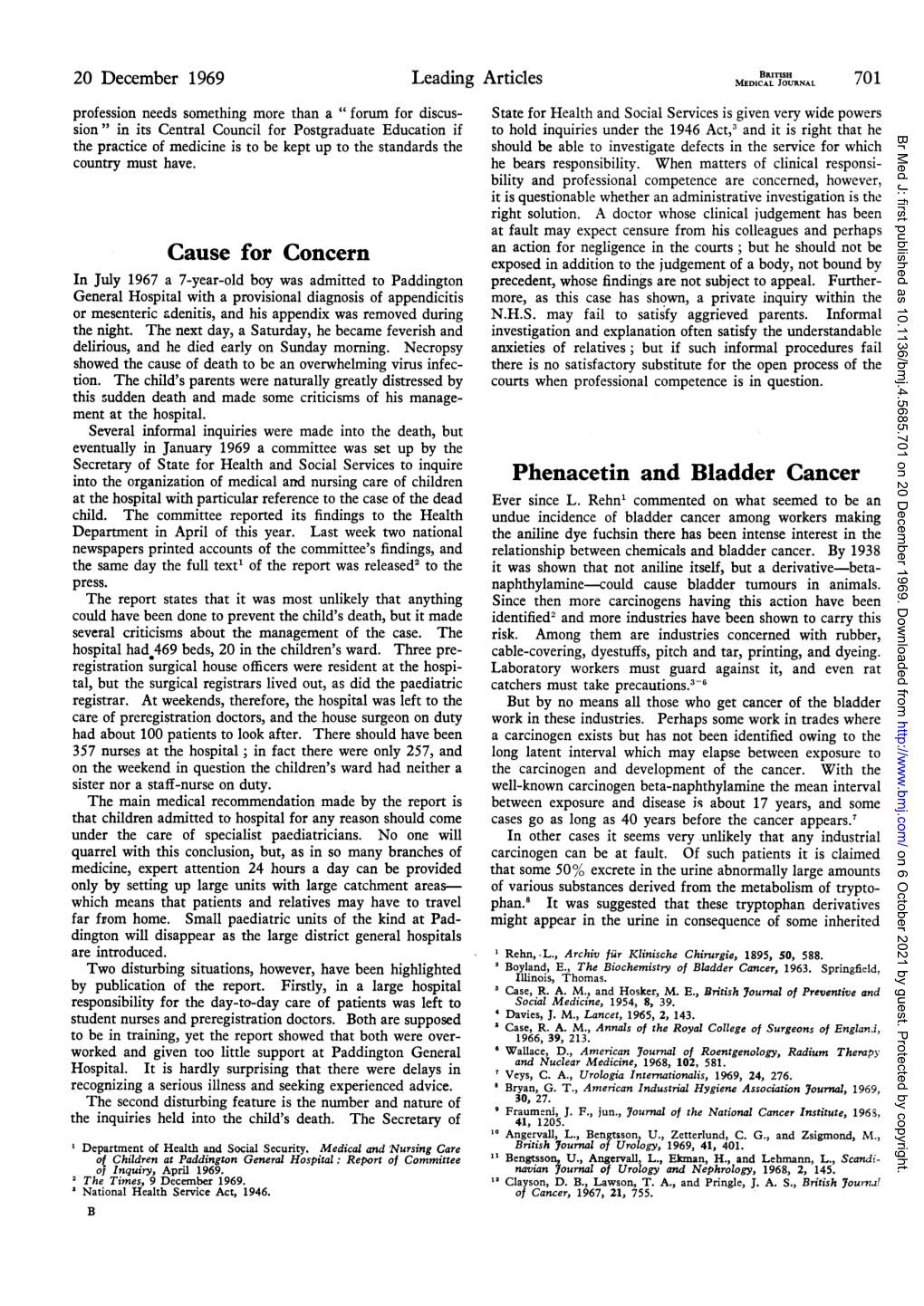 Cause for Concern Phenacetin and Bladder Cancer