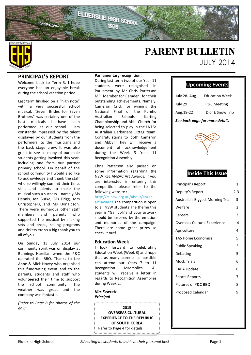 Parent Bulletin July 2014