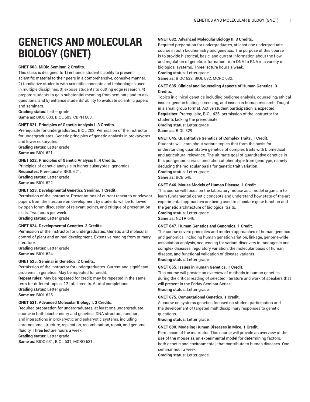 Genetics and Molecular Biology (Gnet) 1