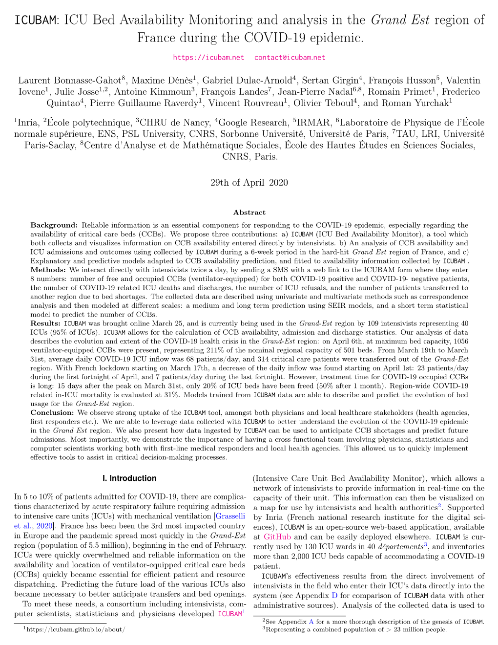 ICU Bed Availability Monitoring and Analysis in the Grand Est Region of France During the COVID-19 Epidemic