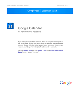 Google Calendar for Administrative Assistants DN: GA-GCAA 101.0