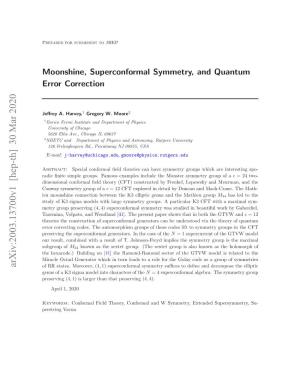Moonshine, Superconformal Symmetry, and Quantum Error