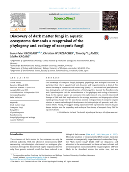Discovery of Dark Matter Fungi in Aquatic Ecosystems Demands a Reappraisal of the Phylogeny and Ecology of Zoosporic Fungi