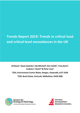 Trends Report 2019: Trends in Critical Load and Critical Level Exceedances in the UK