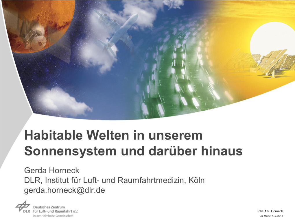 Habitable Welten in Unserem Sonnensystem Und Darüber Hinaus