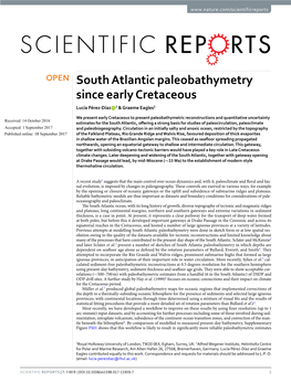 South Atlantic Paleobathymetry Since Early Cretaceous Lucía Pérez-Díaz 1 & Graeme Eagles2