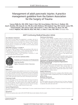 Management of Adult Pancreatic Injuries: a Practice Management Guideline from the Eastern Association for the Surgery of Trauma
