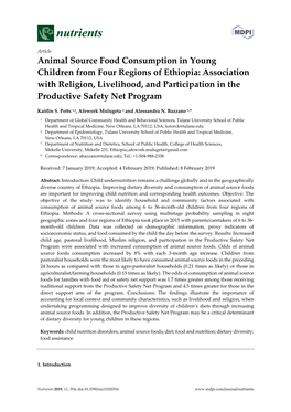 Animal Source Food Consumption in Young Children from Four Regions