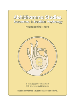 Abhidhamma Studiesstudies Researresearchesches Inin Buddhistbuddhist Psychologypsychology Nyanaponika Thera