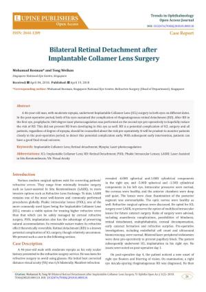 Bilateral Retinal Detachment After Implantable Collamer Lens Surgery
