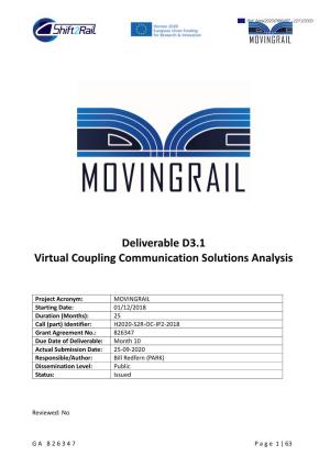 Deliverable D3.1 Virtual Coupling Communication Solutions Analysis