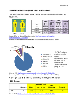 Summary Facts and Figures About Blaby District