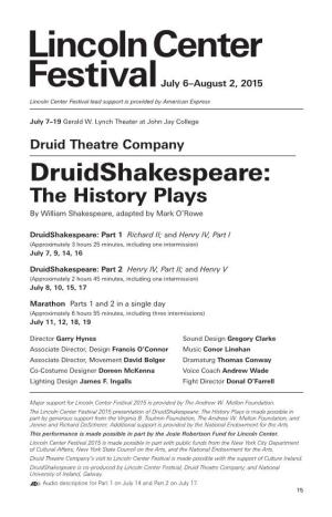 Druidshakespeare: the History Plays by William Shakespeare, Adapted by Mark O’Rowe