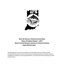 Indiana Report – 2017 North Central Division American Fisheries Society Kayla Werbianskyj