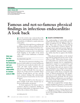Famous and Not-So-Famous Physical Findings in Infectious Endocarditis