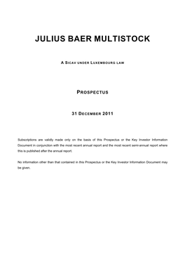 Julius Baer Multistock