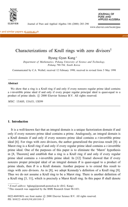 Characterizations of Krull Rings with Zero Divisors1