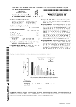 (51) International Patent Classification: (74) Agent: HARRIS, Bob Et Al.; Viksnins Flarris Padys Malen A61K 31/4725 (2006.01) A6