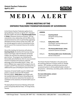 Spring Meeting of the Ontario Teachers' Federation Board Of