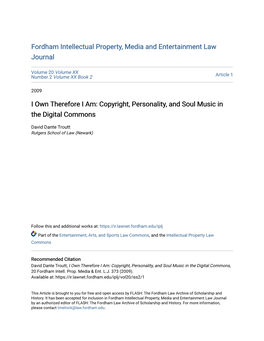 I Own Therefore I Am: Copyright, Personality, and Soul Music in the Digital Commons