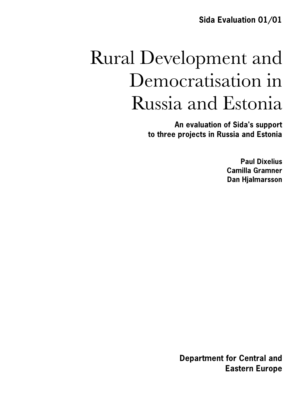 Rural Development and Democratisation in Russia