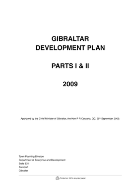 Gibraltar Development Plan Parts I & Ii 2009