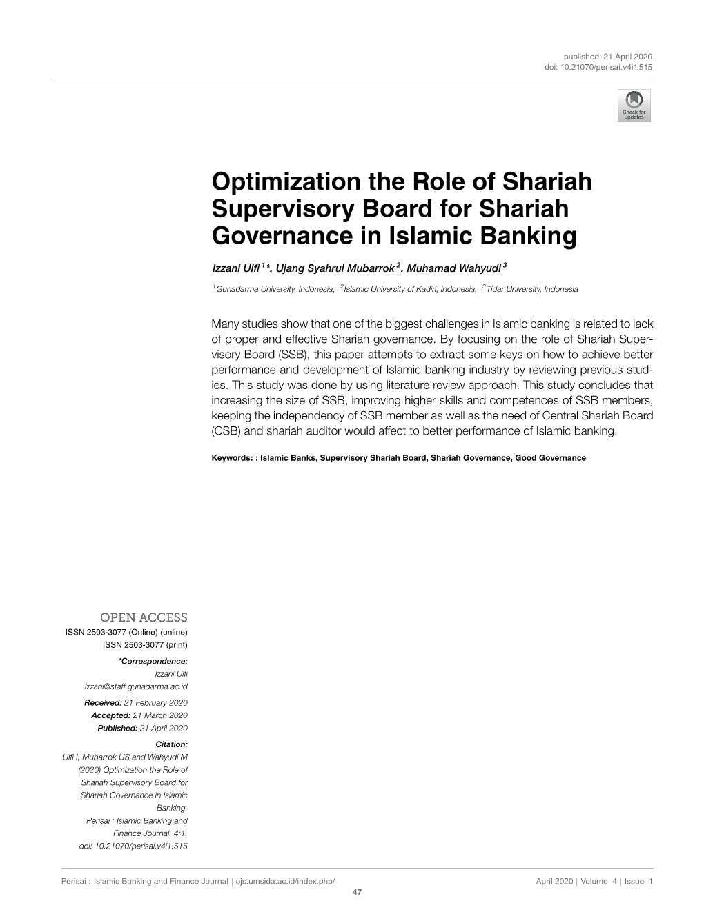 Optimization the Role of Shariah Supervisory Board for Shariah Governance in Islamic Banking