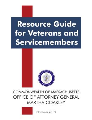 Resource Guide for Veterans and Servicemembers