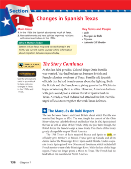 Changes in Spanish Texas Main Ideas Key Terms and People 1