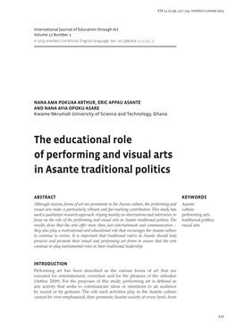 The Educational Role of Performing and Visual Arts in Asante Traditional Politics