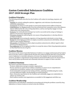 Gaston Controlled Substances Coalition 2017-2020 Strategic Plan