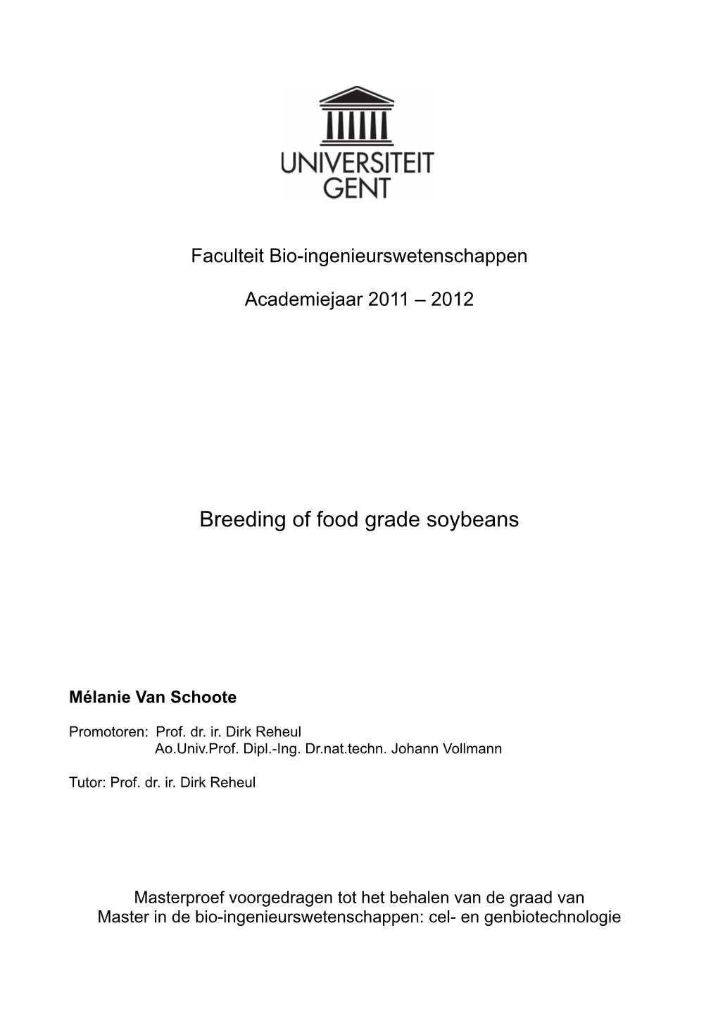 Breeding of Food Grade Soybeans