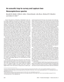 An Acoustic Trap to Survey and Capture Two Neoscapteriscus Species