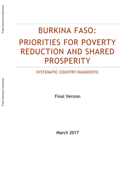 Burkina Faso: Priorities for Poverty Reduction and Shared Prosperity